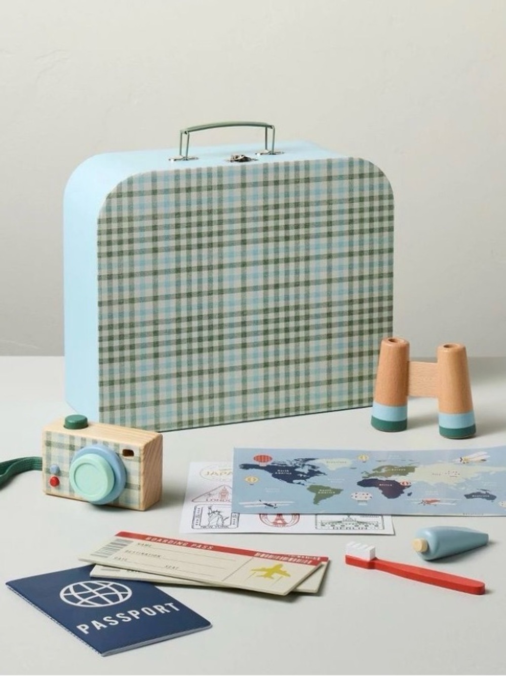 Hearth and Hand Toy Suitcase With Travel Accessories & Passport NWT!
